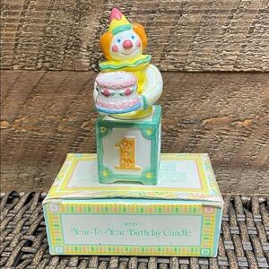 Avon Year-To-Year Birthday Candle Holder Years 1-4 Clown Ceramic 1983 VINTAGE